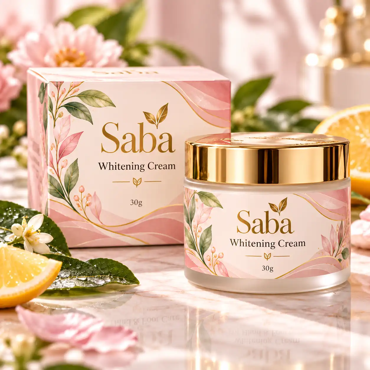 Saba Whitening Cream 30g for brighter-looking, smooth and moisturized skin with a natural radiant glow