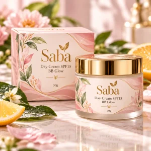 Saba Whitening Day Cream SPF15 BB Glow with moisturizing skincare, light BB coverage and SPF15 sun protection