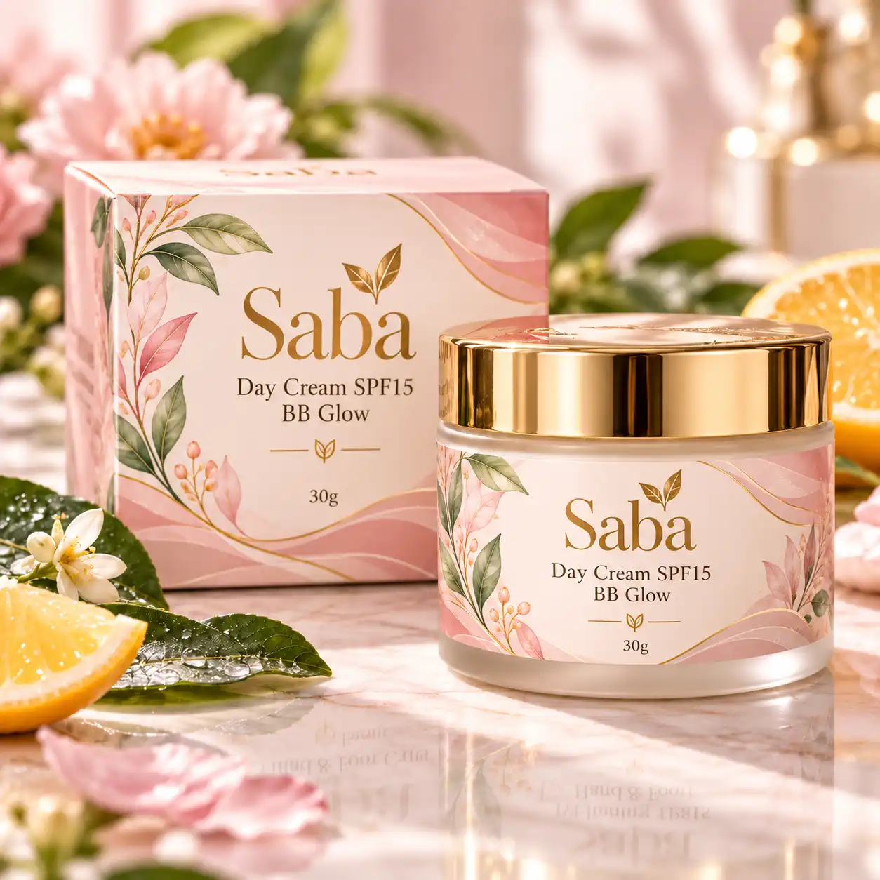 Saba Whitening Day Cream SPF15 BB Glow with moisturizing skincare, light BB coverage and SPF15 sun protection